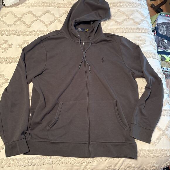 Polo Ralph Lauren Full Zip Up Hoodie Sweatshirt Jacket Gray Mens XL Cotton - Picture 1 of 6
